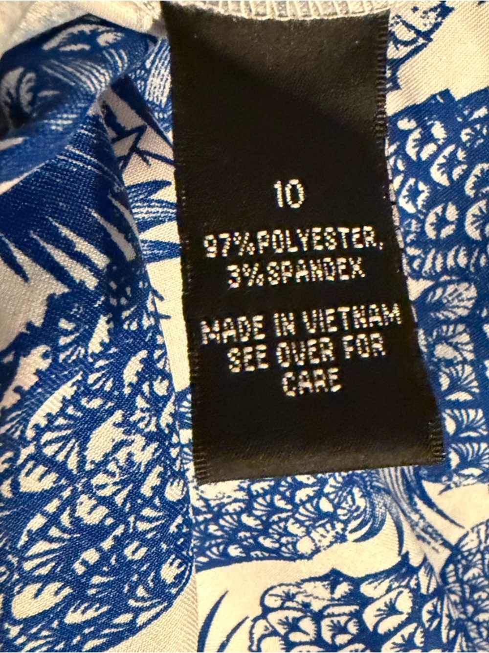 ABG Sleeveless Pineapple-Print Mini Dress in Navy and White - Picture 6 of 6